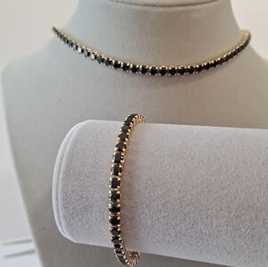 Black Onyx Tennis Necklace And Bracelet Set 4mm